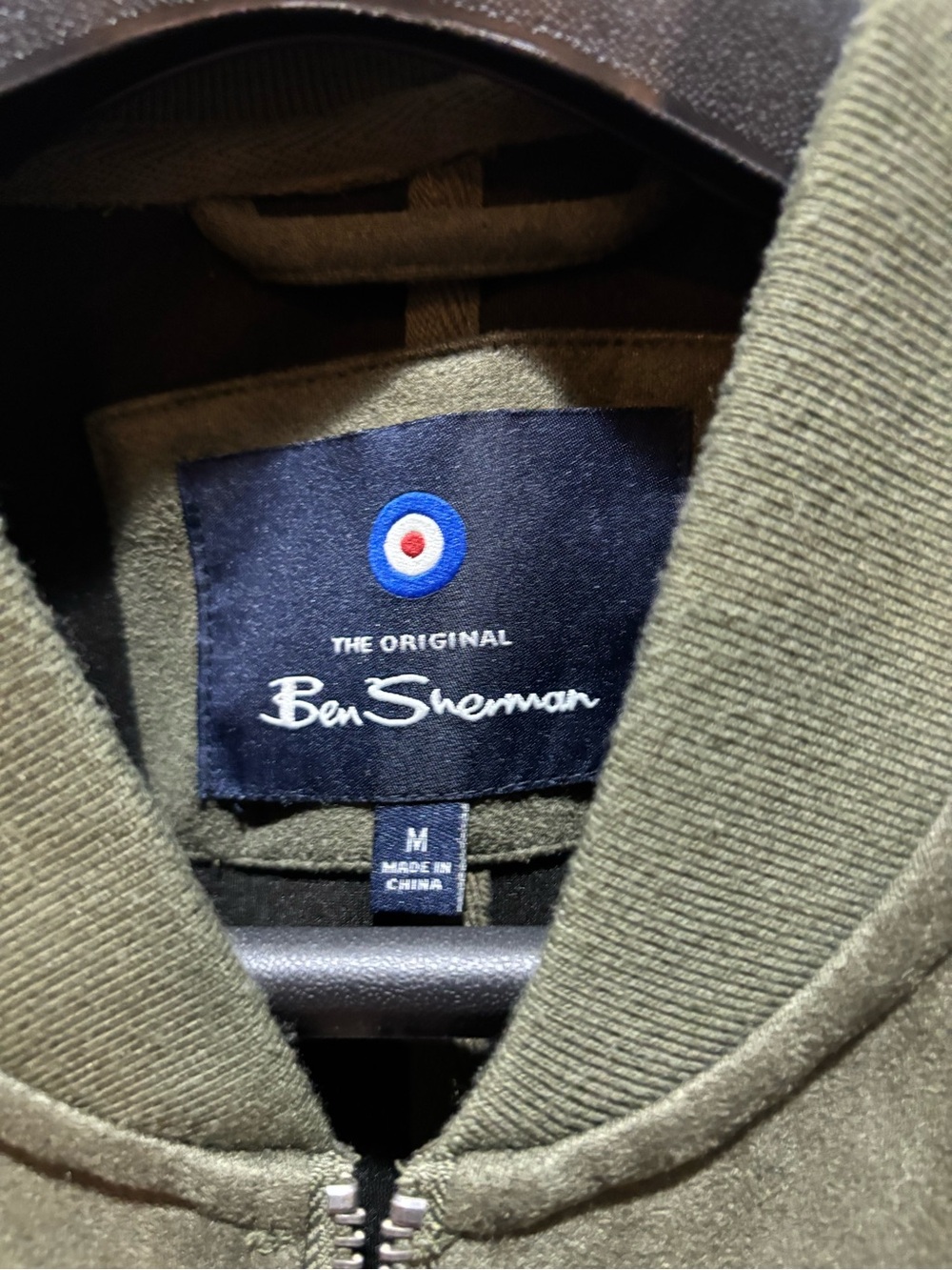 Men's Ben Sherman Olive Green Zip-Front Bomber Sweater jacket full zip pockets - Picture 6 of 12